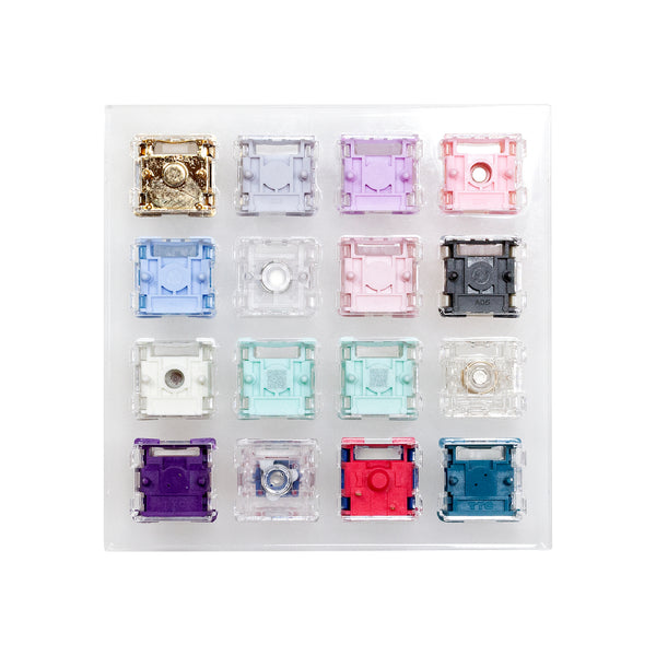 16 switch tester switches with blank keycaps acrylic base for mechanical keyboard TTC Iron Gateron Jade Gaming Pro Duhuk MMD C1