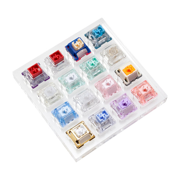 16 switch tester switches with blank keycaps acrylic base for mechanical keyboard TTC Iron Gateron Jade Gaming Pro Duhuk MMD C1