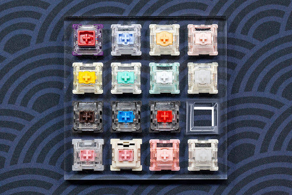 Magnetic switch tester with acrylic base blank keycaps with TTC Magneto Deng God Dual Rail Orange Pink Jade Yellow Jade White