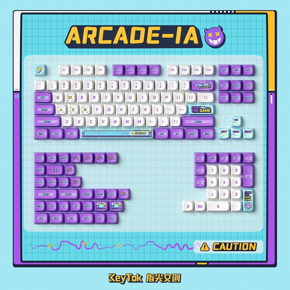 KeyTok Arcade Game IA KDS Profile Dye Sub Keycap Set thick PBT for key ...