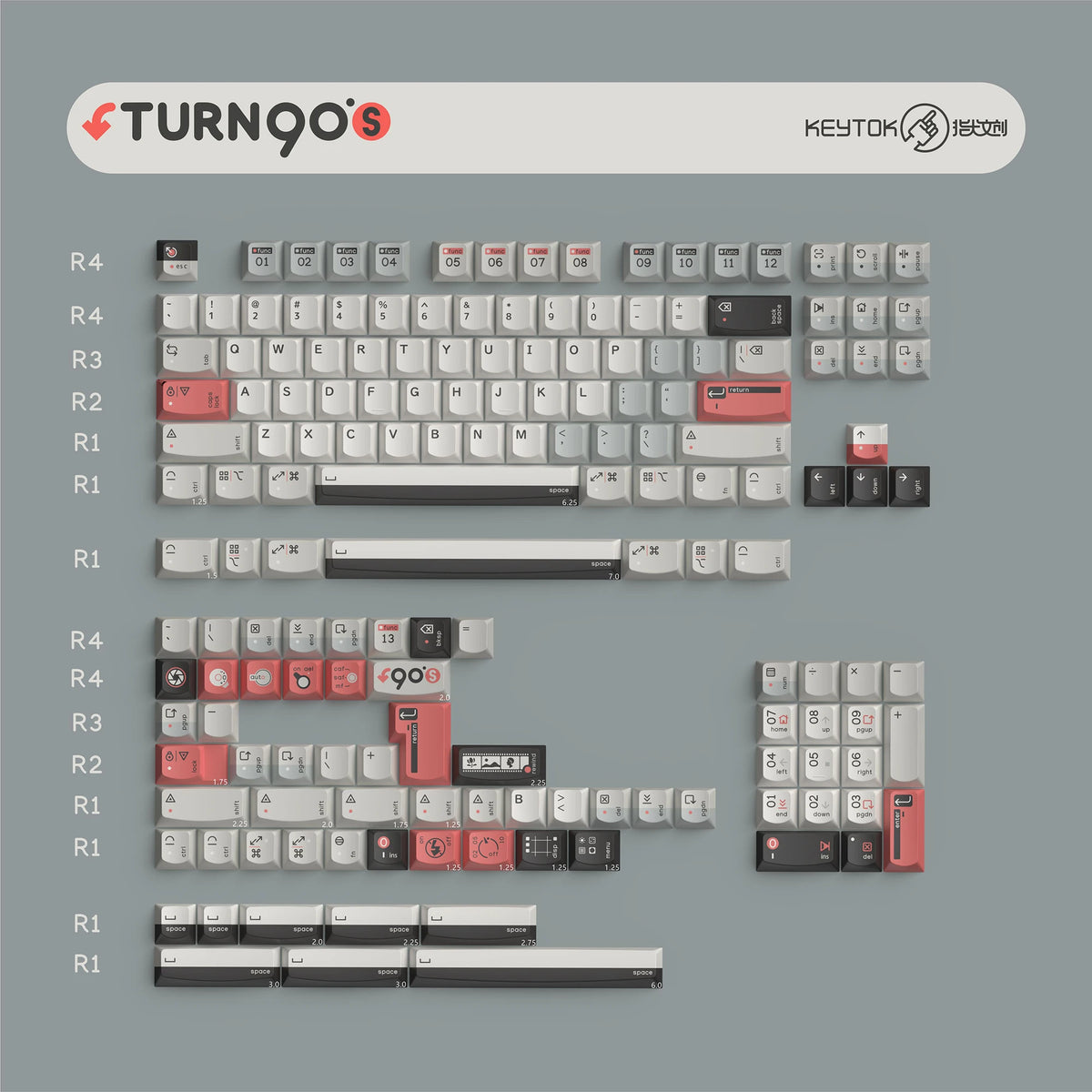 90s Computer Keyboard Keycaps KeyTok Smile Profile Turn 90s Dye Subbed Keycap Set PBT for keyboard 8 ...
