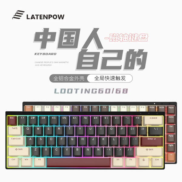 Latenpow Looting68 Magnetic Switch Keyboard 65% NKRO Hot Swappable RGB Fast Trigger PBT Keycap MCU Hall Sensor looting84 75%