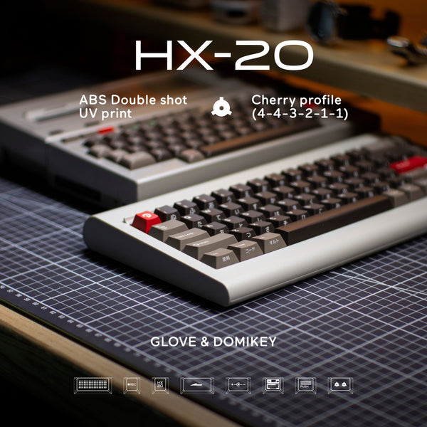 [GBEXTRAS] GLOVE x DOMIKEY HX-20 Cherry Profile Keycaps doubleshot side print English japanese