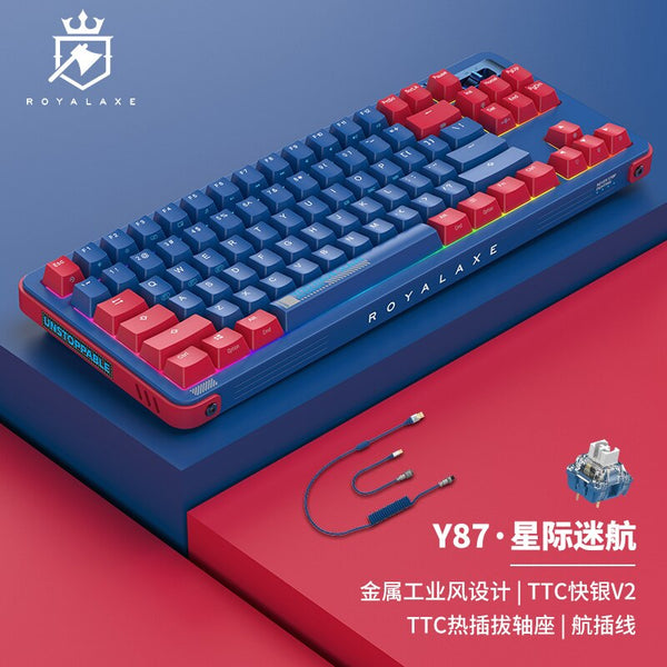 ROYAL AXE Y87 Keyboard Mechanical Gaming Keyboard 3 Mode Wireless Hot Swappable PCB RGB LED Type C Bluetooth 2.4G TTC Switch