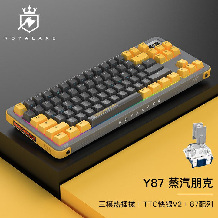 Royalaxe R87 Keyboard ROYAL AXE Y87 Keyboard Mechanical Gaming Keyboard 3 Mode Wireless Hot ...