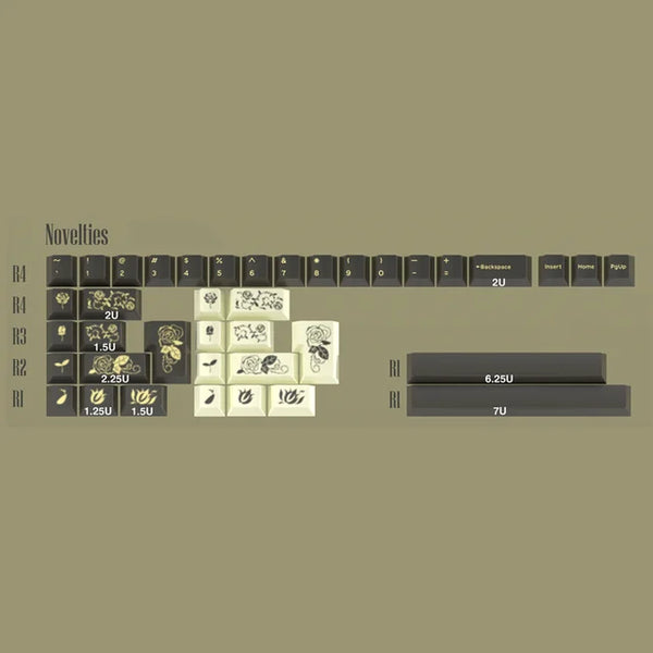 Hififox x Domikey Amoniru Keycap Cherry Profile PBT DoubleshotsSet for keyboard Rainy75 EZ60 EZ63 Made68 Yellow Chinese Rose