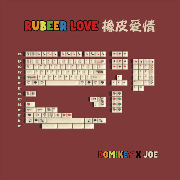 Domikey X JOE Rubber Love Keycap Cherry Profile PC backlit keycap Silk Screen for mx keyboard 104 xd64 xd68 BM60 BM65 BM68 BM80
