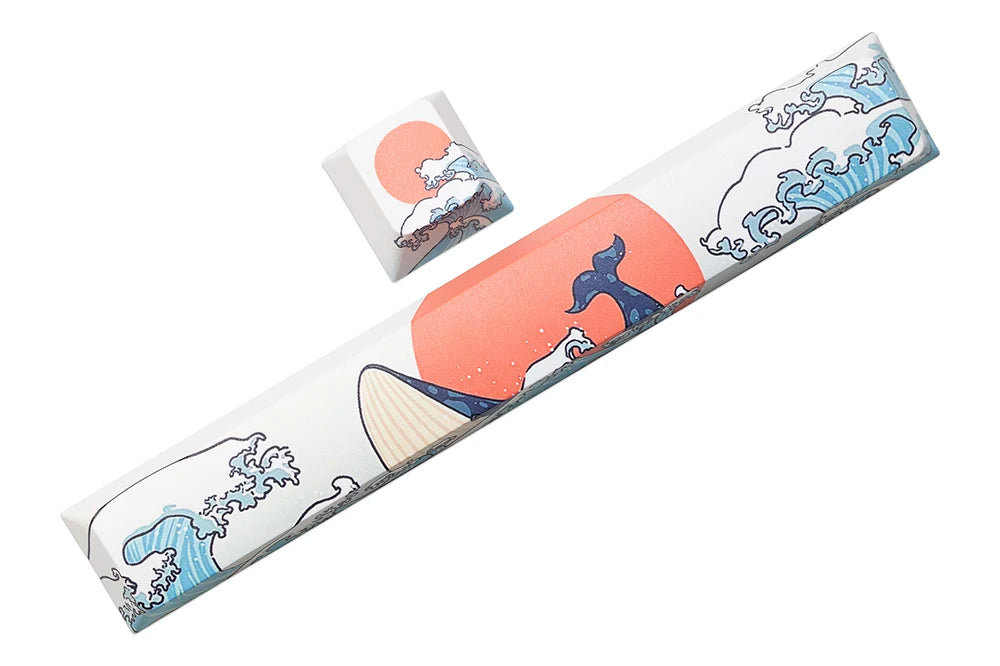 Novelty allover dye subbed Keycaps Japanese Wave Whale and Sun ESC spa ...
