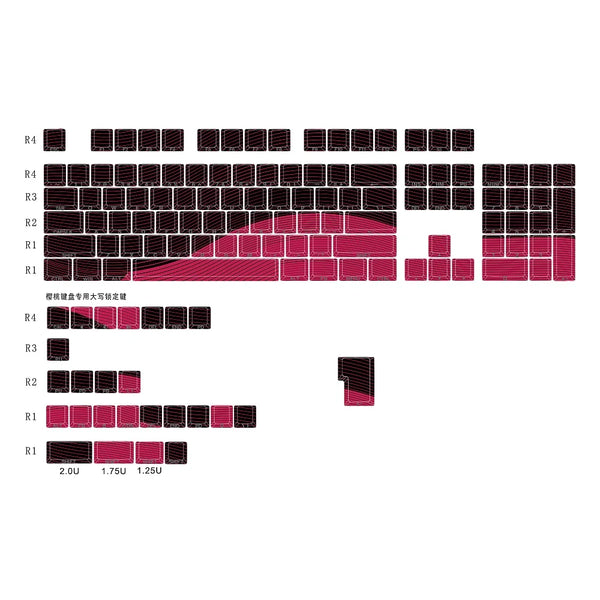 GKs Contour Line Keycap Dye Subbed Keycap Cherry Profile Set PBT for keyboard 87 tkl 104 ansi xd64 bm60 xd68 xd84 BM65 Side Lit