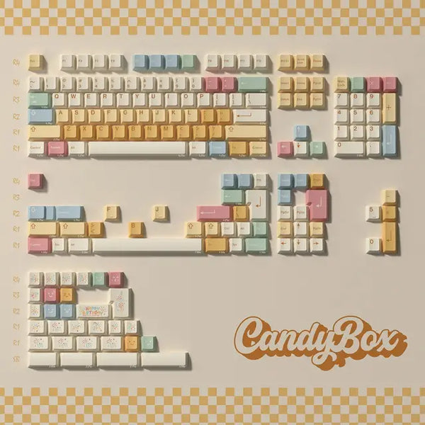 A Design CandyBox Keycap Dye Sub Candy Box Keycap Set thick PBT Cherry Profile for keyboard 87 tkl 104 ansi xd64 bm60 BM87 BM65