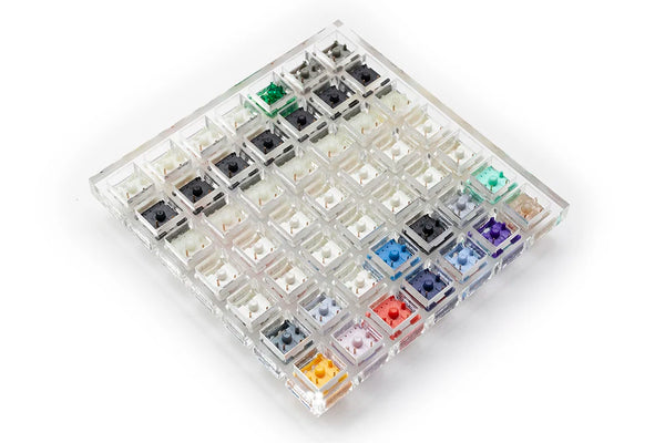 Gateron switch tester with acrylic base blank keycaps with Azure Dragon Oil King Magnetic Jade Brown Yellow Silver White Switch