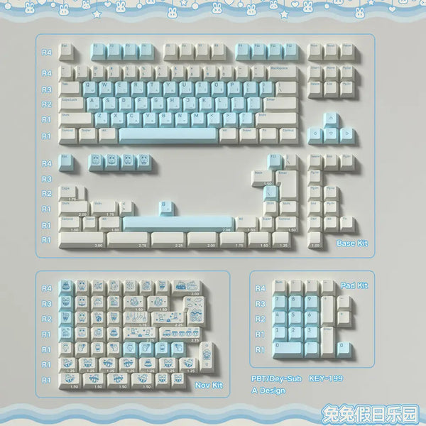 Bunny Land Keycap Cherry Profile PBT Dye Subbed keycap or PC for mx keyboard 60 87 104 EV63 EZ63 Real67 made68 EZ60 wooting60