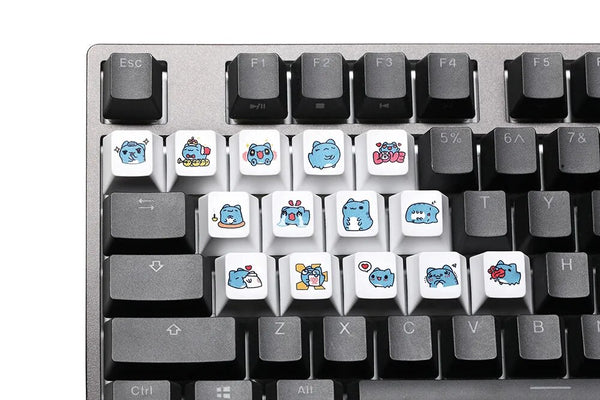 Cute Blue Cat Cherry profile Keycap Meme Keycap Dye Subbed keycaps for mx stem Gaming Mechanical Keyboards Funny Cherry Profile Kitty