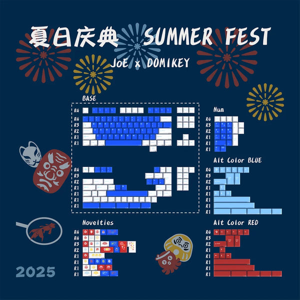 Domikey X JOE Summer Festival Keycap Cherry Profile Natsu Matsuri keycap ABS Doubleshots Keycap Silk Screen for mx keyboard
