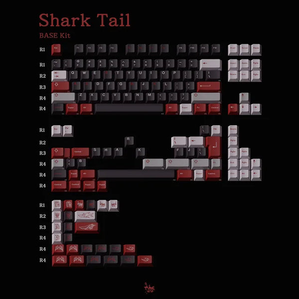 Milkyway Shark Tail Doubleshots Keycap Set thick PBT Cherry Profile for keyboard 87 tkl 104 ansi xd64 bm60 BM87 ABS Doubleshots