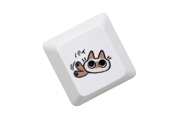Cute Little Siamese cat Keycap Kitty Meme Keycap Dye Subbed keycaps for mx stem Gaming Mechanical Keyboards White
