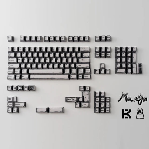 TUT MANGA Dye Sub Keycap Set thick PBT Cherry Profile for keyboard 87 tkl 104 ansi xd64 bm60 xd68 BM65 Cartoon Comic style