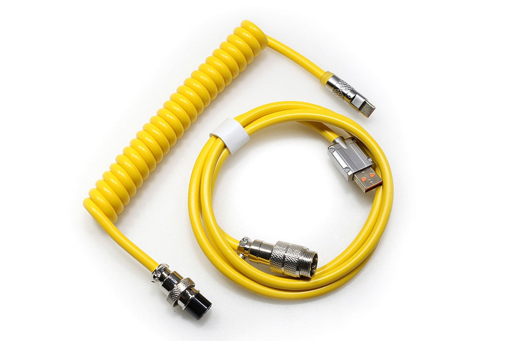 Cavo A Spirale Per Tastiera Meccanica USB-C / USB-A Con Connettore Aviatore Staccabile - Doppia Guaina Intrecciata, Lunghezza 200 Cm, Personalizzabile, Per Gaming E Setup Desktop Ordinato