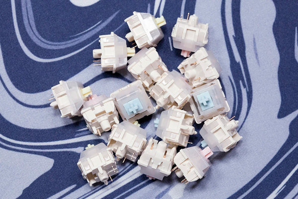 QTUO Milk Candy Switch Linear Switch MX Stem for Gaming Mechanical Keyboard Pre Lubed PC PBT 38g 48g KOS Long Spring 5pin