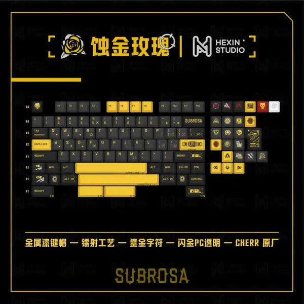 PC SUBROSA Cherry Profile Silk Screen Keycap Set for keyboard BM60 CSTC75 BM65 BM68 Made68 EV63 EZ63 EZ60 VGN75 Wooting 60he