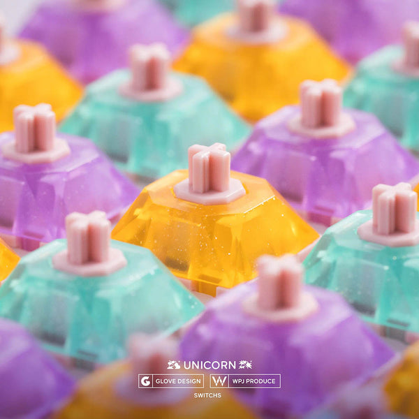 GLOVE TRINITY Unicorn Switch Linear RGB SMD Switches 42g for Mechanical Keyboard mx Stem POM PC Glitter Nylon Long Spring