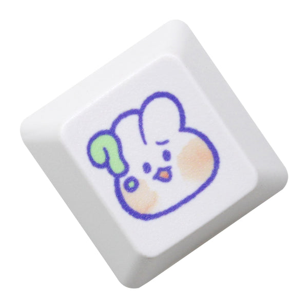 Cute Little Bunny Keycap Rabbit Meme Keycap Dye Subbed keycaps for mx stem Gaming Mechanical Keyboards White Strawberry