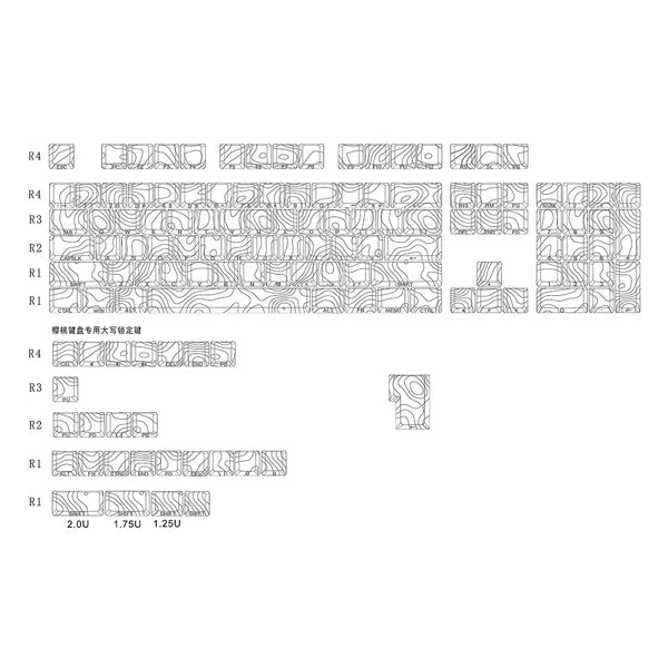 GKs Contour Line Keycap Dye Subbed Keycap Cherry Profile Set PBT for keyboard 87 tkl 104 ansi xd64 bm60 xd68 xd84 BM65 Side Lit