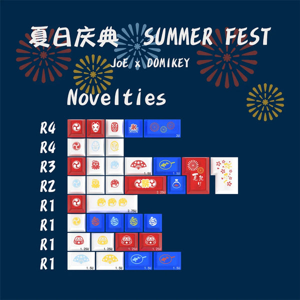 Domikey X JOE Summer Festival Keycap Cherry Profile Natsu Matsuri keycap ABS Doubleshots Keycap Silk Screen for mx keyboard