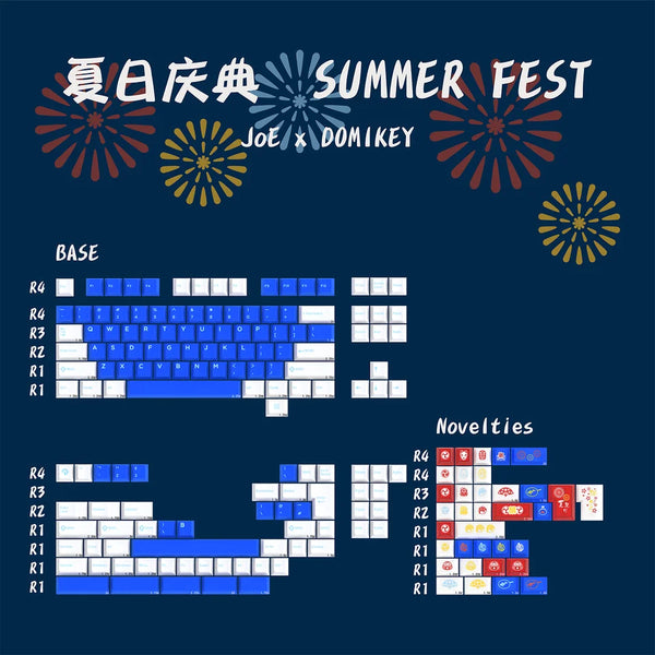 Domikey X JOE Summer Festival Keycap Cherry Profile Natsu Matsuri keycap ABS Doubleshots Keycap Silk Screen for mx keyboard