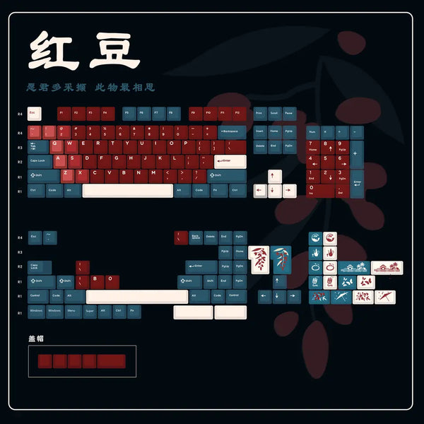 PC Red Bean Cherry Profile PC Silk Screen Keycap Set for keyboard BM60 CSTC75 BM65 BM68 Made68 EV63 EZ63 EZ60 VGN75 Wooting 60he