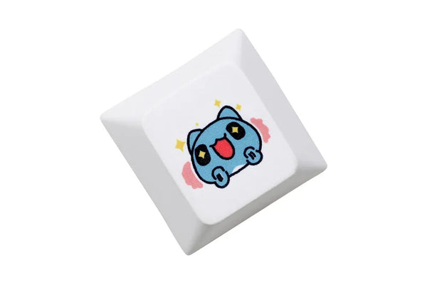 Cute Blue Cat Cherry profile Keycap Meme Keycap Dye Subbed keycaps for mx stem Gaming Mechanical Keyboards Funny Cherry Profile Kitty