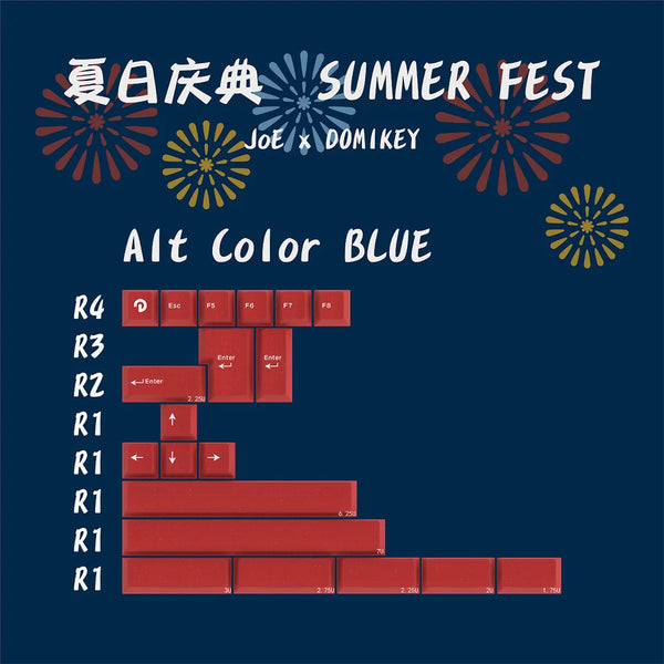 Domikey X JOE Summer Festival Keycap Cherry Profile Natsu Matsuri keycap ABS Doubleshots Keycap Silk Screen for mx keyboard