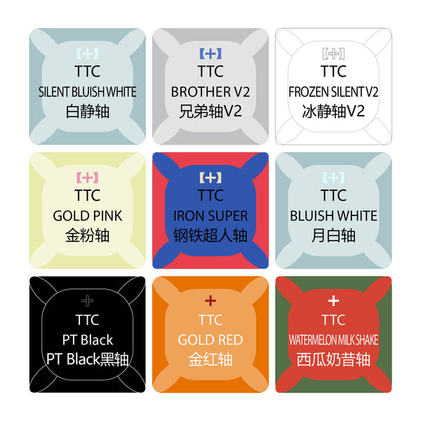 TTC 9 switch tester switches with blank keycaps acrylic base for Silent Bluish Brother V2 Gold Iron Super Black PT Watermelon