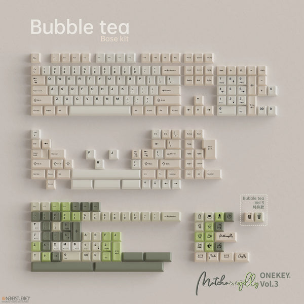 TUT Bubble Tea Dye Sub Keycap Matcha coco Jelly Set thick PBT Cherry Profile for keyboard 87 tkl 104 ansi xd64 bm60 BM87 BM65