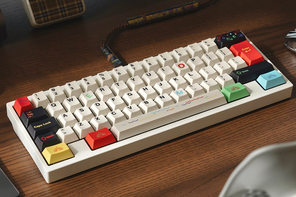 TUT Cherry Profile EMO Dye Sub Keycap Set thick PBT for keyboard 87 tk ...