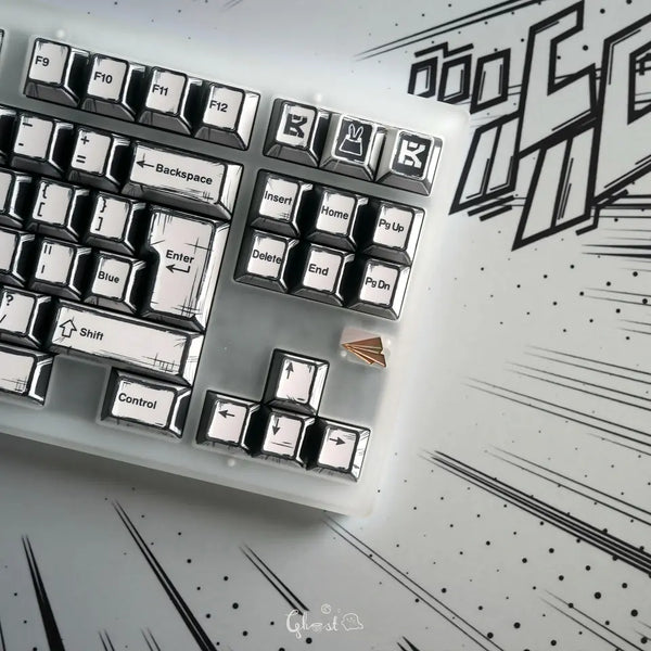 TUT MANGA Dye Sub Keycap Set thick PBT Cherry Profile for keyboard 87 tkl 104 ansi xd64 bm60 xd68 BM65 Cartoon Comic style