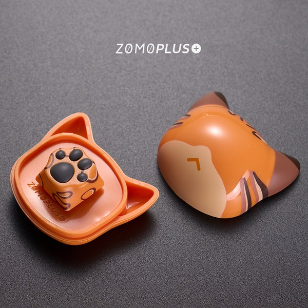 ZOMO PLUS Cute Cat Paw Keycap ABS & Silicon Artisan Keycap for Gaming Mechanical Keyboard DragonLi Leopard Cat Ragdoll Tiger