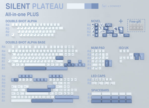 [GBEXTRAS] iNKY x Domikey Silent Plateau Keycaps ABS Doubleshot Cherry profile Silent ECO