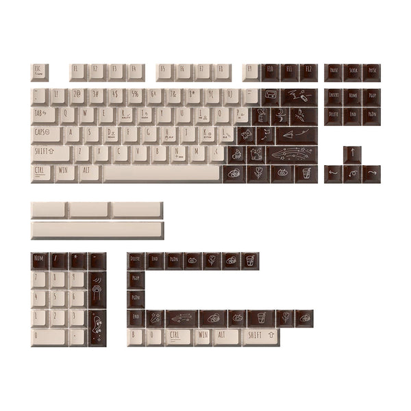 KeyTok Good Night Cocoa Keycap Dye Subbed Keycap and UV Set PBT PC for keyboard 87 tkl 104 ansi Made68 EV63 Wooting 60 V2 EZ60
