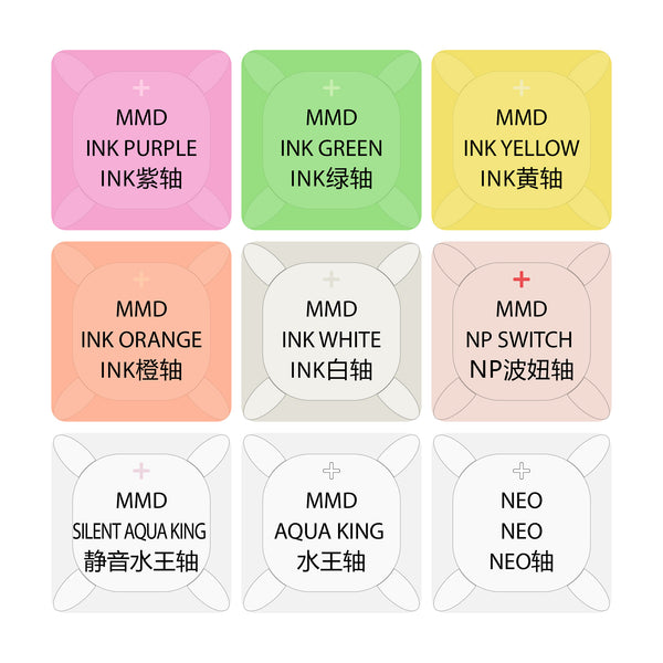 MMD 9 switch tester switches with blank keycaps acrylic base for INK Purple Green Yellow Orange White NP Silent Aqua King NEO
