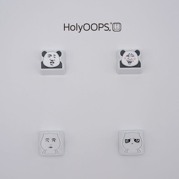 Holyoops Cute Meme Artisan Keycap CNC anodized aluminum Compatible Cherry MX switches Back lit Little Panda Zhazhahui