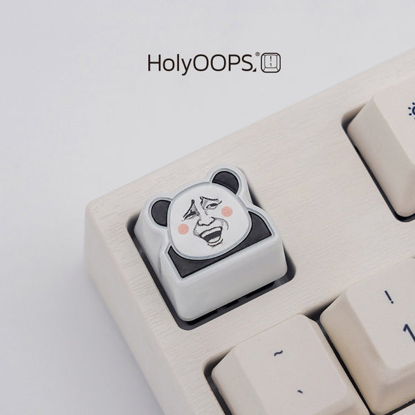 Holyoops Cute Meme Artisan Keycap CNC anodized aluminum Compatible Cherry MX switches Back lit Little Panda Zhazhahui