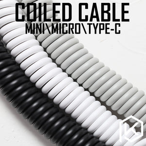 Bold Coiled Cable wire Mechanical Keyboard GH60 USB cable mini micro type c USB port for kit DIY poker 2 xd64 xd75 xd96 mobile phone - KPrepublic