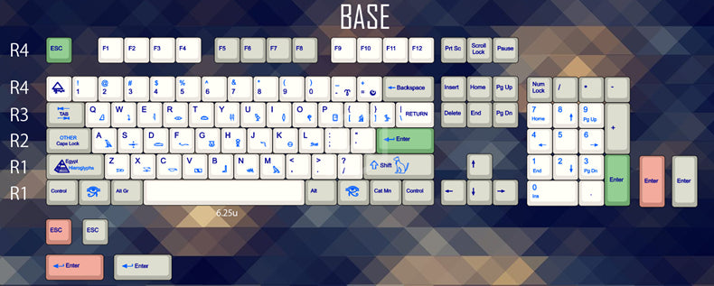 Egyptian 9009 colorway cherry profile Dye Sub Keycap Set thick PBT pla ...