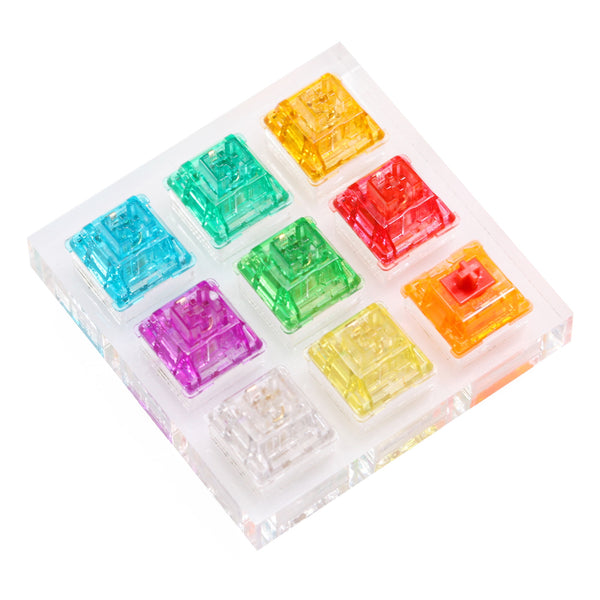 Acrylic Switch Tester 3X3 Candy SWITCH for Mechanical Keyboard Rainbow Blinding Lights Raindrop Red Orange Yellow Green Cyan