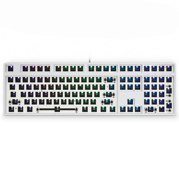 GK108 GK 108 hot swappable 100% Custom Mechanical Keyboard Kit support rgb switch led type c software balck white case