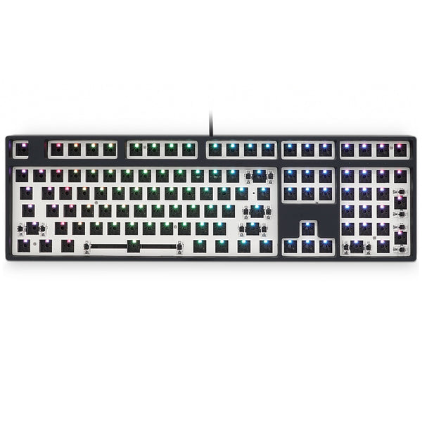 GK108S Dual Mode hot swappable 100% Custom Mechanical Keyboard Kit support rgb switch led type c software balck white case