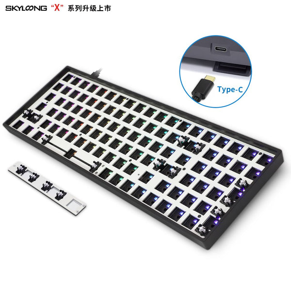 GK96XS Dual Mode Bluetooth hot swappable Mechanical Keyboard Kit support rgb switch leds type c software White Black Case