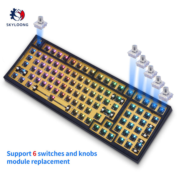 GK980 Gasket hot swappable 98% Custom Mechanical Keyboard Kit support split spacebar rgb switch leds type c has software