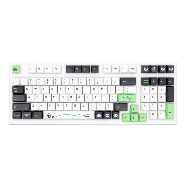 GKs Panda Bamboo MDA Profile Dye Sub Keycap Set PBT for keyboard poker 87 tkl 104 ansi xd64 bm60 xd68 BM87 BM65 Green White